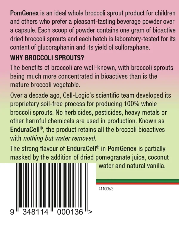 EnduraCell® PomGenex 300g Naturally-Flavoured Broccoli Sprout Powder - Image 2